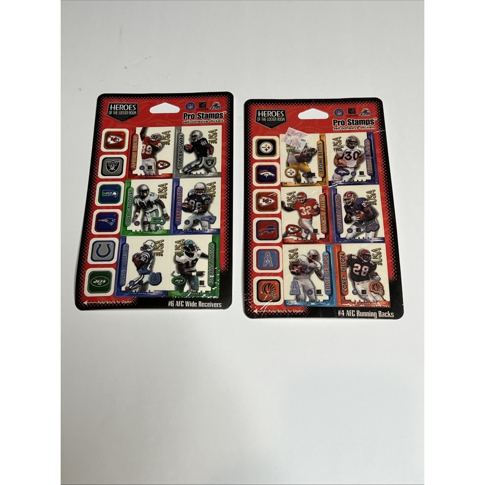 1998 NFL Heroes Of The Game Pro Stamps Self Adhesive Stickers Set Of 2